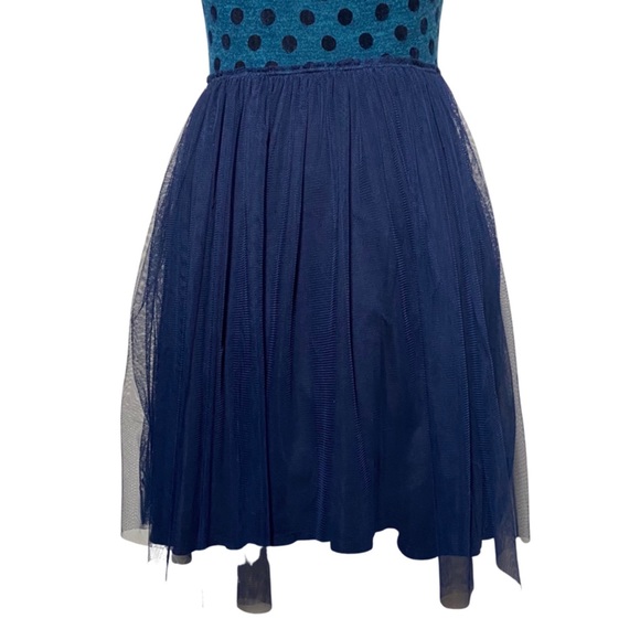 Anthropologie Weston Wear Polka Dot Tulle Dapper Dress Teal and Navy Sz Small - Picture 5 of 12